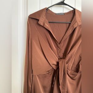 White Fox Boutique Brown Satin Dress